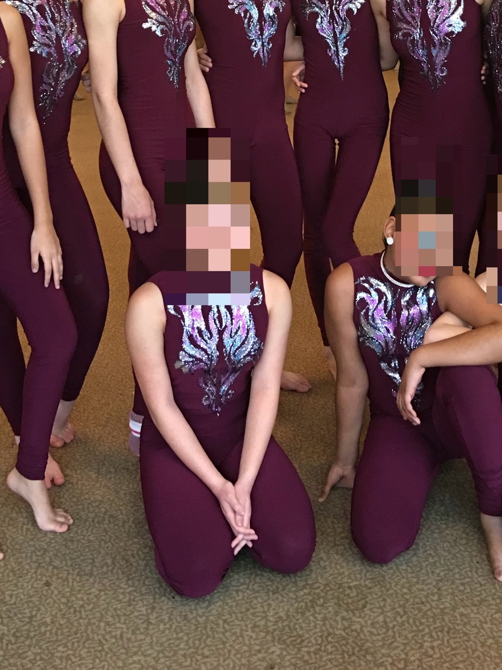 Women's Burgundy Sleeveless Performance Jumpsuit with Iridescent Sequin Detail